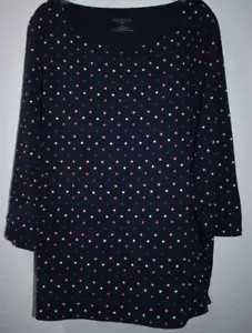 T-shirt pullover Talbots 3X top elasticizzato blu navy a pois manica 3/4 girocollo - Foto 1 di 21