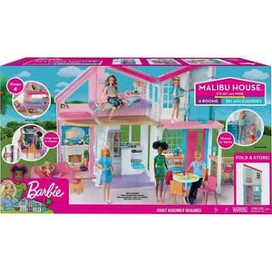 NEW Barbie Malibu House Dollhouse Playset - 25+ Furniture & Accessories 6 Rooms - Picture 1 of 6