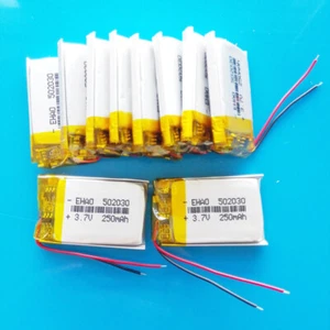 10 piezas Batería recargable de polímero LiPo 250mAh 3.7V 502030 para auriculares reloj - Imagen 1 de 4