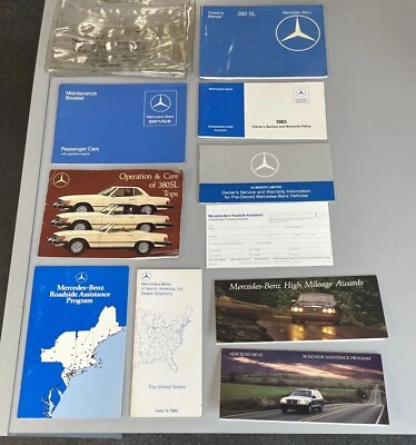 Mercedes-Benz R107 380 SL 380 SEL 380 SEC 1983 conjunto manual del propietario con manual superior Foto 1 de 4