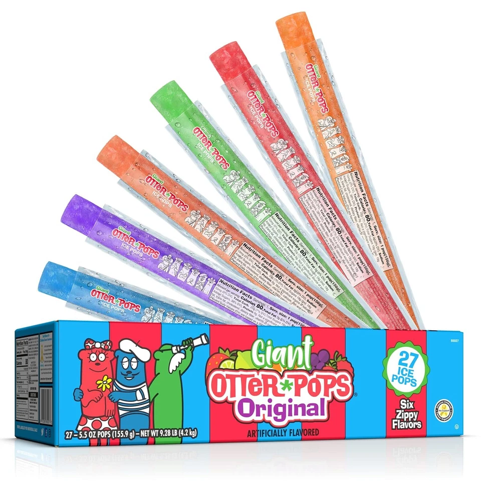 Otter Pops Giant Original 5oz 6 Flavor 27 Ice 148.5 Ounce