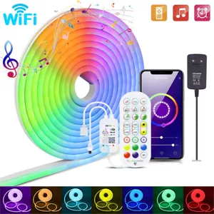 Neon LED Stripe RGB Leiste Streifen Band 0.5-10m WIFI APP Control Lichterkette - Bild 1 von 25