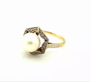 Magnífico Anillo Oro 18 Quilates - Perla Y Diamantes - 2,77 G - Imagen 1 de 3