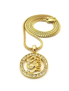 Collar redondo de oro helado mini unidad G con caja de 24" cadena hip hop moda - Imagen 1 de 6