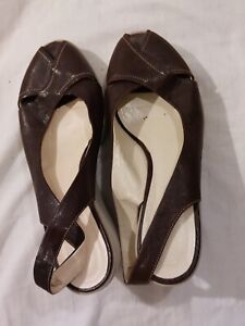 LK Bennett Women's Brown Leather Wedge Shoes Size UK 6,EU 39,Used Vgc, Minor...
