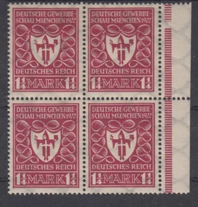 Deutsches Reich 199 Seitenrand rechts 4er Block Gewerbeschau 1 1/4 Mark ** - Picture 1 of 1