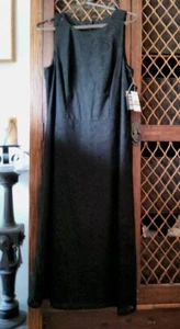 NWT Nine West Black Cocktail Dress Sleeveless 12 Sheer Lace &Lining Midi Sheath - Picture 1 of 9