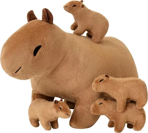 Capybara Mommy Plush with 4 Cute Babies Capybara Stuffed Animals, Super Soft Cap - Picture 1 of 6