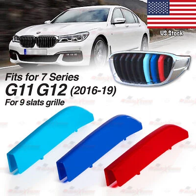Tri-Color 9 Barras Rejilla Riñón Cubierta Frontal Clips Inserto para BMW G11 G12 2016-19 Foto 1 de 4