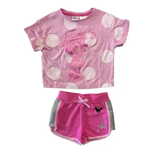 Disney Junior Girl's Minnie Mouse 2 Piece Short Sleeve Top & Short Play Set (4) - Picture 1 of 2