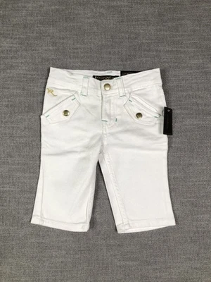 Pantalones de mezclilla Rocawear para niñas talla 5 blancos bordados bolsillos elásticos nuevos Foto 1 de 4