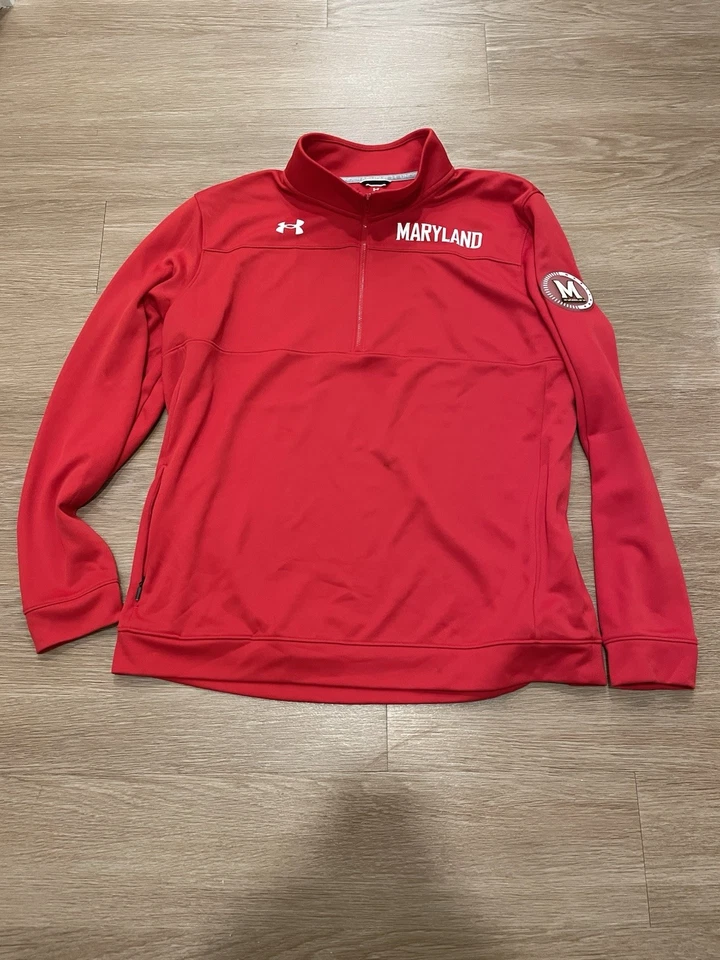 Chaqueta para hombre Under Armour roja XL Maryland Terrapins tejida calentamiento cremallera completa Foto 1 de 4