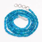 Natural Neon Blue Ethiopian Opal Rondelle Smooth Beads 2X2 5X3mm Necklace 17-18"