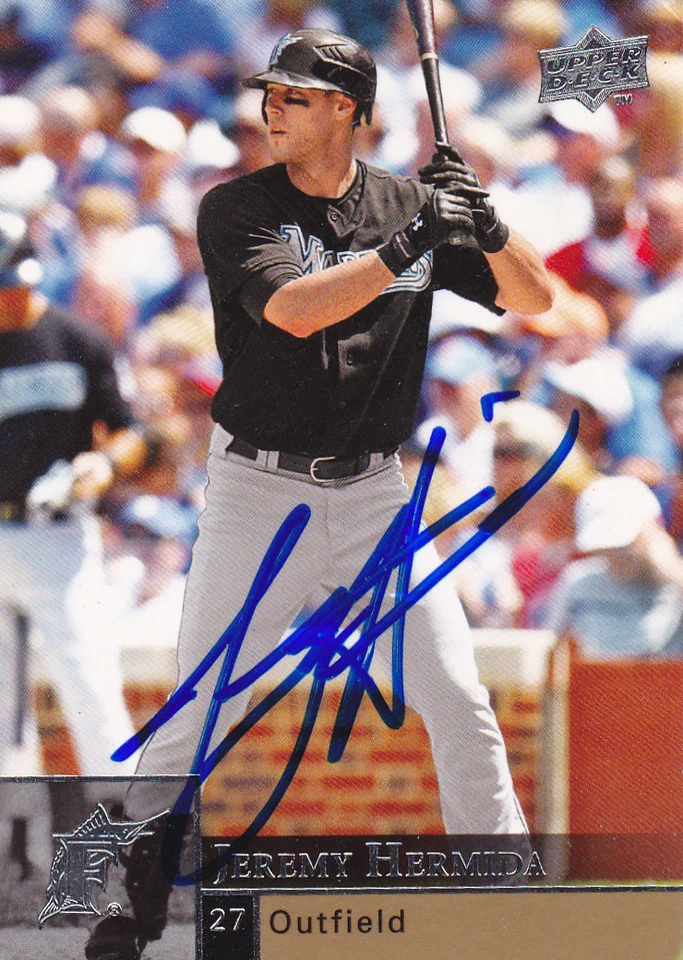 TARJETA FIRMADA POR JEREMY HERMIDA MIAMI MARLINS BOSTON RED SOX OAKLAND A'S PADRES ROJOS Foto 1 de 1