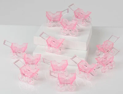 432 Cochecitos de Bebé de 1" de Plástico Rosa Transparente - Favores de Baby Shower, Decoraciones de Pasteles Foto 1 de 4