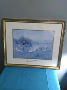 LUIGI CHIALIVA "Guardando el Rebaño" IMPRESIÓN FIRMADA MATE Y ENMARCADA 21"x 18" - Imagen 1 de 12