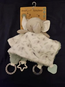 Dreamgro 14" Gray Elephant Activity Blankie Lovey Security rattle teether - Picture 1 of 4