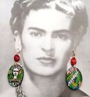 Bemalte geometrische Holzohrringe inspiriert von Zitaten Frida Kahlo Kunst Schmuck Geschenk