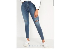 Old Navy Extra High Waisted 360 Stretch Ripped Ankle Skinny JEANS 12