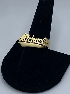 Anillo con nombre personalizado de latón “Michael” talla 9,25 Foto 1 de 4