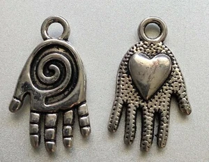 Dije de 2 lados mano de chamán corazón espiral de plata clip protección Hamsa - Imagen 1 de 7