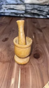 Vintage Miniature Antique Wood Mortar and Pestle Set 2.5” - Picture 1 of 7