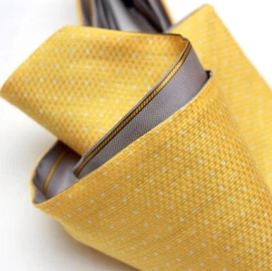 Mens Cravat Ascot 100%Silk Reversible Yellow Grey A166 Gift Box - Picture 1 of 8