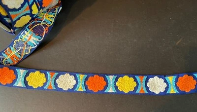 Carolace Embroidery Co 1" Vintage Tejido Retro Floral Algodón Borde $4 Por Yarda Foto 1 de 3