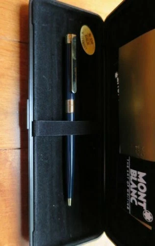 Caneta esferográfica Montblanc Noblesse acabamento azul e dourado nova na caixa - Imagem 1 de 1