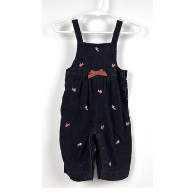 复古 Gymboree 婴儿灯芯绒工作服 0-3 个月鱼刺绣蝴蝶结航海 — 第 1/4 张图片
