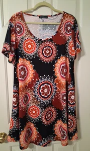 ZENNILO Casual T Shirt Dress Women SZ 2X Flowy Swing Tunic Dress Pockets - Picture 1 of 6
