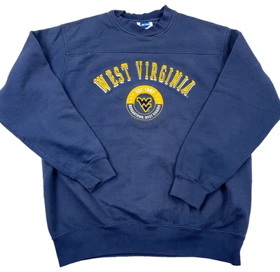 Vintage Y2K West Virginia Mountaineers Sweatshirt Men Large Crew Neck Sewn WVU Z - Image 1 of 4