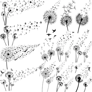 13 Blatt schöne Pusteblume Temporäre Tattoos für Frauen Realistische Fliegende Dande - Bild 1 von 12