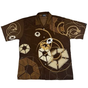 Vintage Y2K Southpole Button Up Shirt All Over Print Logo Brown Baggy Mens 2XL - Picture 1 of 7