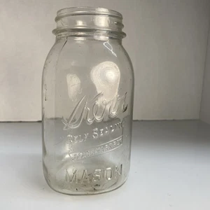 Tarro de albañil de vidrio transparente con boca regular sellante Kerr vintage cuarto de galón sin tapa - Imagen 1 de 8