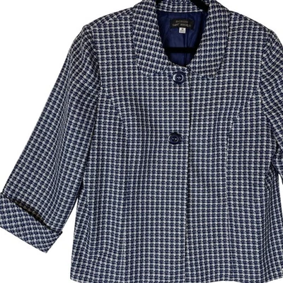 Blazer para mujer Giorgio Sant' Angelo talla 16 azul blanco a cuadros manga 3/4 Foto 1 de 4