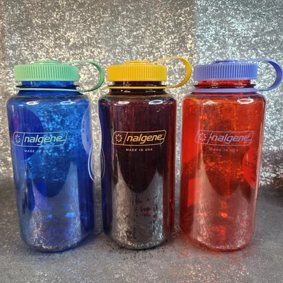 Бутылка для воды с широким горлышком Nalgene 32 унции смешанные цвета без бисфенола А 3 шт. сделано в США - Изображение 1 из 2