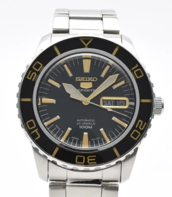 ▶️[Near MINT] SEIKO 5 Sports SNZH57 7S36-04N0 Automatic Black Gold Dial Japan - Image 1 of 4