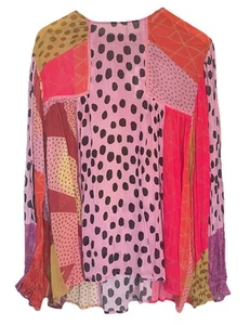 Camicetta rosa eclettica nuova con etichette $128 Bl^nk London x Anthropologie MIRANDA PEASANT XL - Foto 1 di 14
