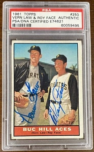1961 TOPPS #250 VERN LAW & ROY FACE AUTOGRAPHED/SIGNED PSA/DNA AUTENTIC READ DES - Picture 1 of 5
