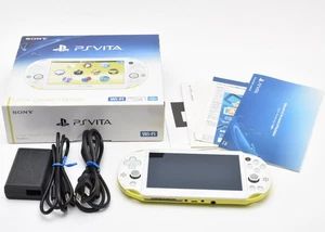 Sony PS Vita PCH-2000 Console Lime Green White w/Box Adapter Set Tested Japan JP - Picture 1 of 23
