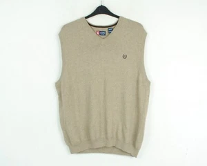 CHAPS Men 2XL Vest Gilet Tank Waistcoat Cotton Sweater Pullover V-Neck Beige Top - Picture 1 of 5