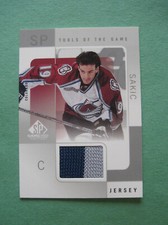 2000-01 SP GAME USED TOOLS OF THE GAME JOE SAKIC JERSEY 2CL #JS COLORADO HOF