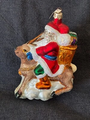 Nuevo Varsovia Vidrio Papá Noel Montar Reno Adorno de Navidad 6 ", Polonia Foto 1 de 4