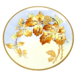 ANTIKE AVENIR LIMOGES FRANKREICH HANDBEMALT GOLDENE HIMBEEREN SIGNIERT MAI - Bild 1 von 8