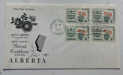 Alberta Canadá Wildrose Floral Emblema Serie FDC 1966 Foto 1 de 2