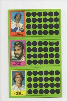 1981 Topps Baseball Scratch Off Dave Kingman Terry Whitfield Steve Carlton - Image 1 of 2