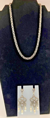 Stainless Steel Chain Rope Silver Necklace Black BALI Byzantine Antiqued Choker - Image 1 of 4