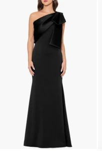 Betsy & Adam Carmela Long Scuba Crepe Mermaid Dress with Satin Bow Size 10 NWT - Picture 1 of 8