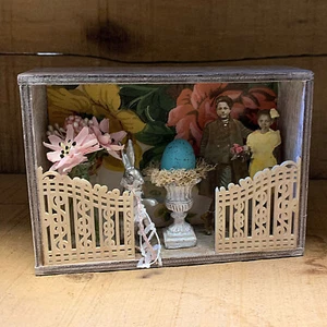 Primitive Handmade One of a Kind Spring Shadow Box - Picture 1 of 4